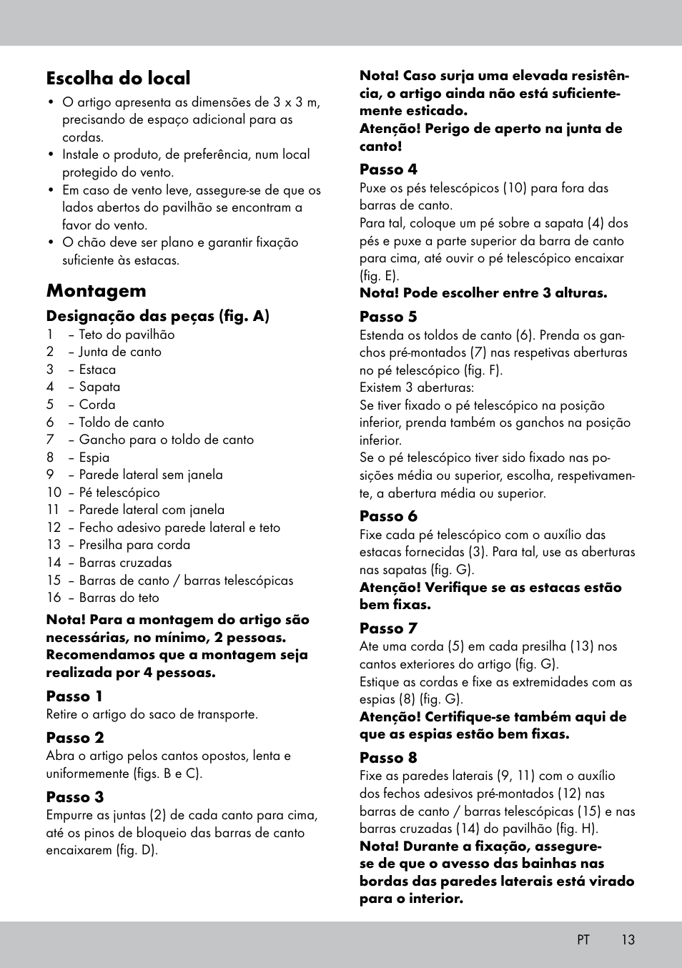 Escolha do local, Montagem | Florabest PA-1577 User Manual | Page 13 / 24