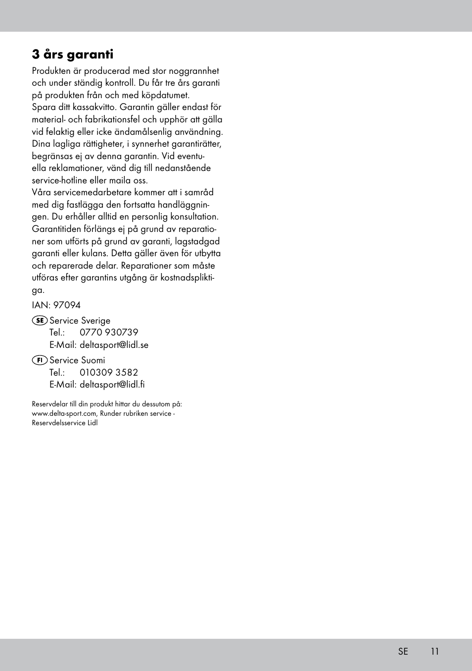 3 års garanti | Florabest GR-1598 User Manual | Page 11 / 20