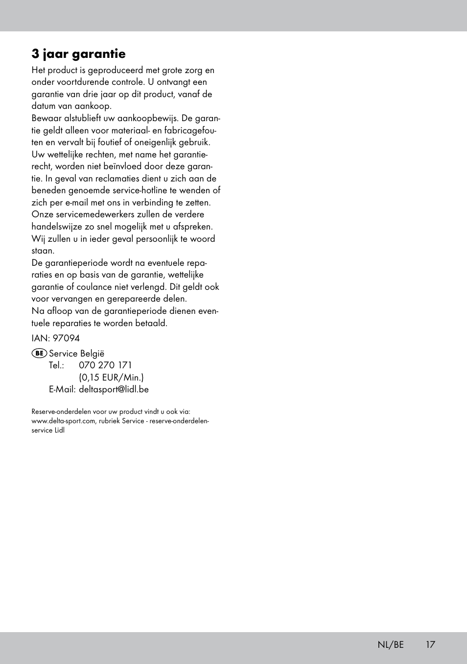 3 jaar garantie | Florabest GR-1598 User Manual | Page 17 / 20