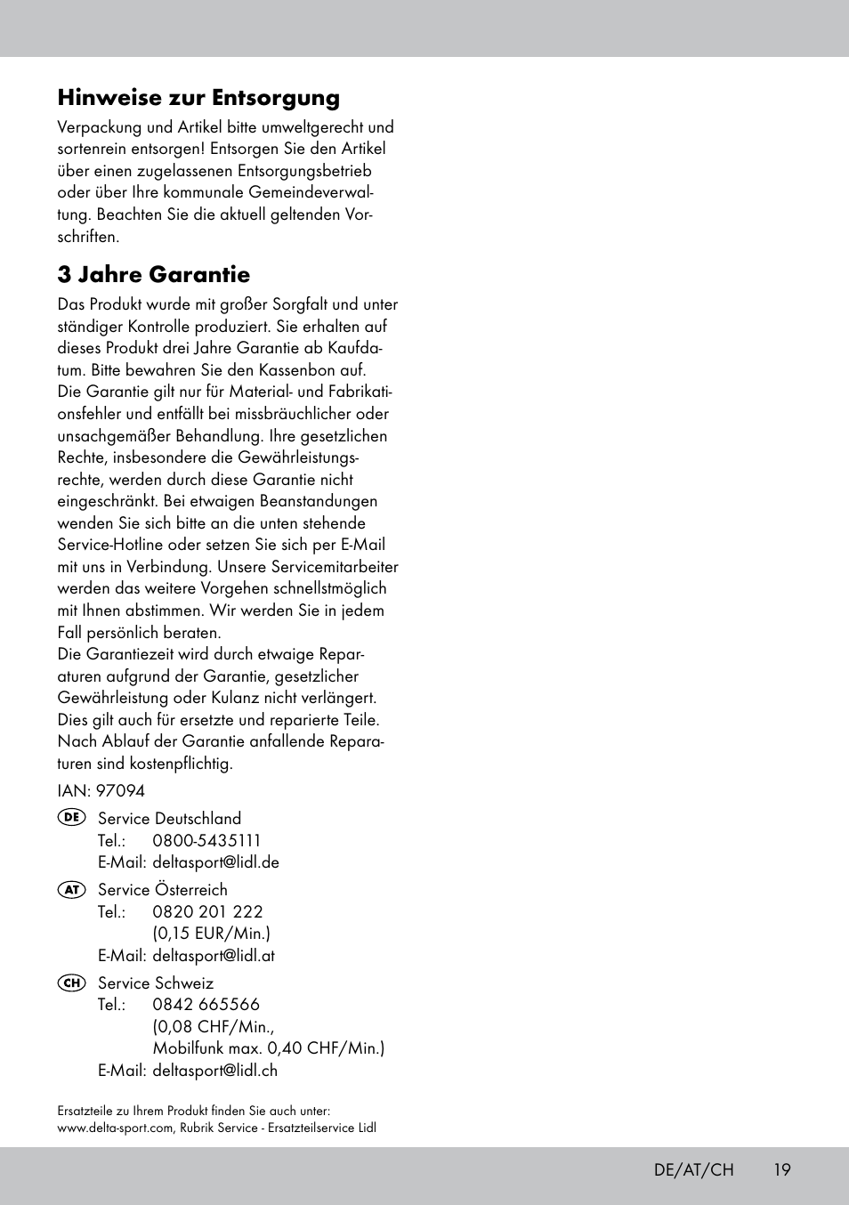 Hinweise zur entsorgung, 3 jahre garantie | Florabest GR-1598 User Manual | Page 19 / 20