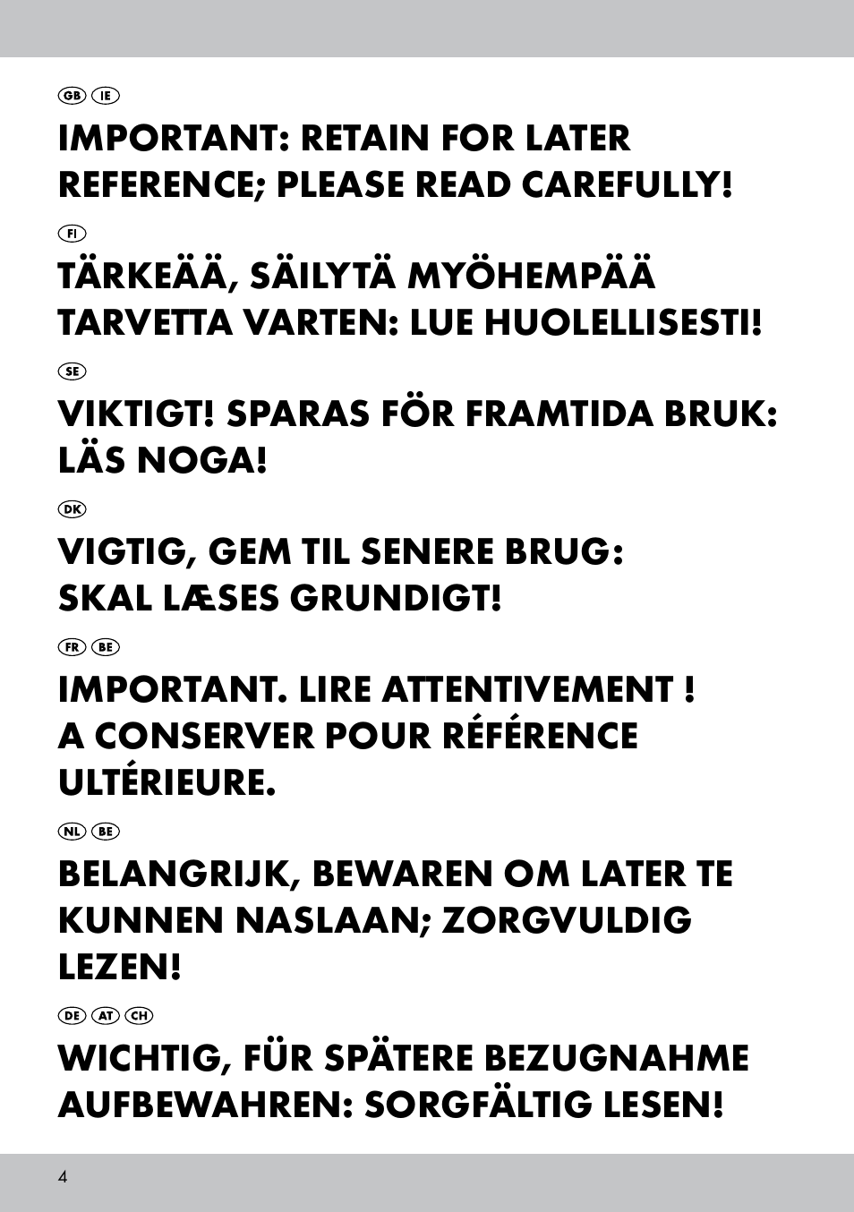 Viktigt! sparas för framtida bruk: läs noga, Vigtig, gem til senere brug: skal læses grundigt | Florabest GR-1598 User Manual | Page 4 / 20