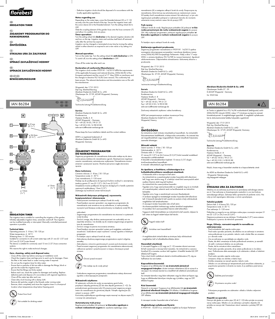 Florabest Water Timer User Manual | 2 pages