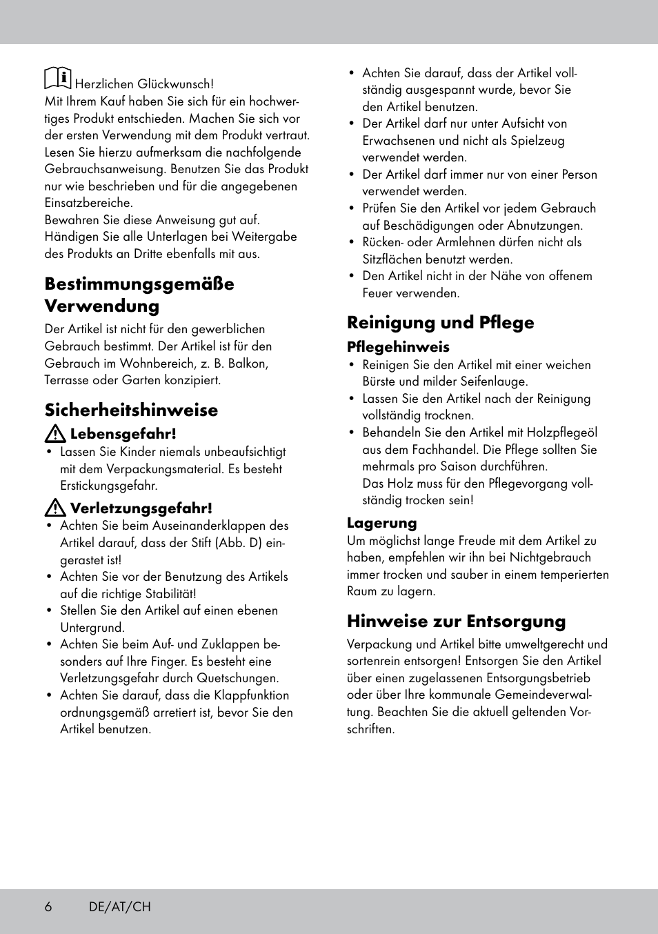 Bestimmungsgemäße verwendung, Sicherheitshinweise, Reinigung und pflege | Hinweise zur entsorgung | Florabest GK-1600 User Manual | Page 6 / 16
