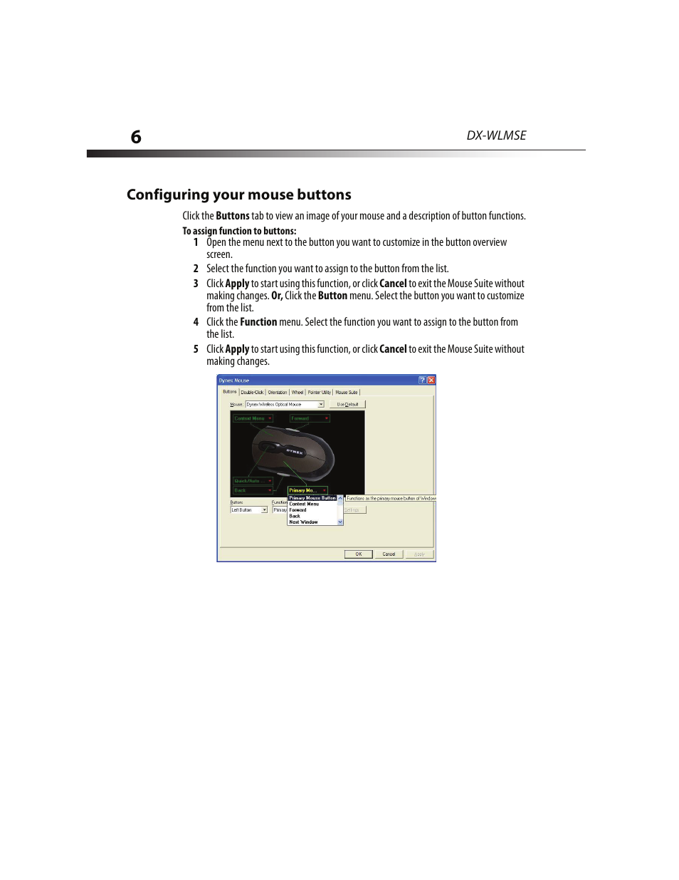 Configuring your mouse buttons | Dynex DX-WLMSE User Manual | Page 6 / 19