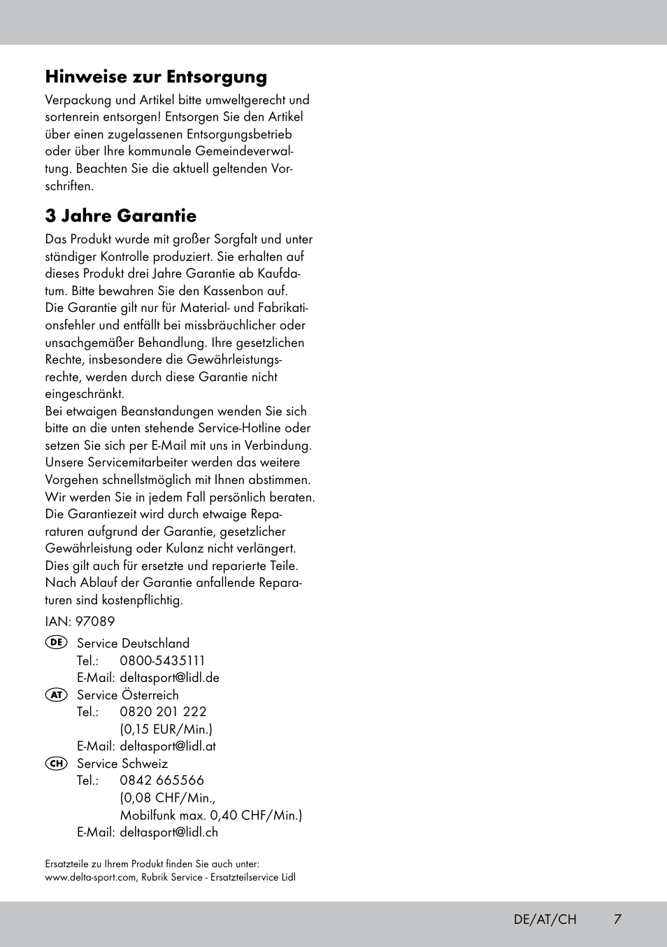 Hinweise zur entsorgung, 3 jahre garantie | Florabest GT-1719 User Manual | Page 7 / 16