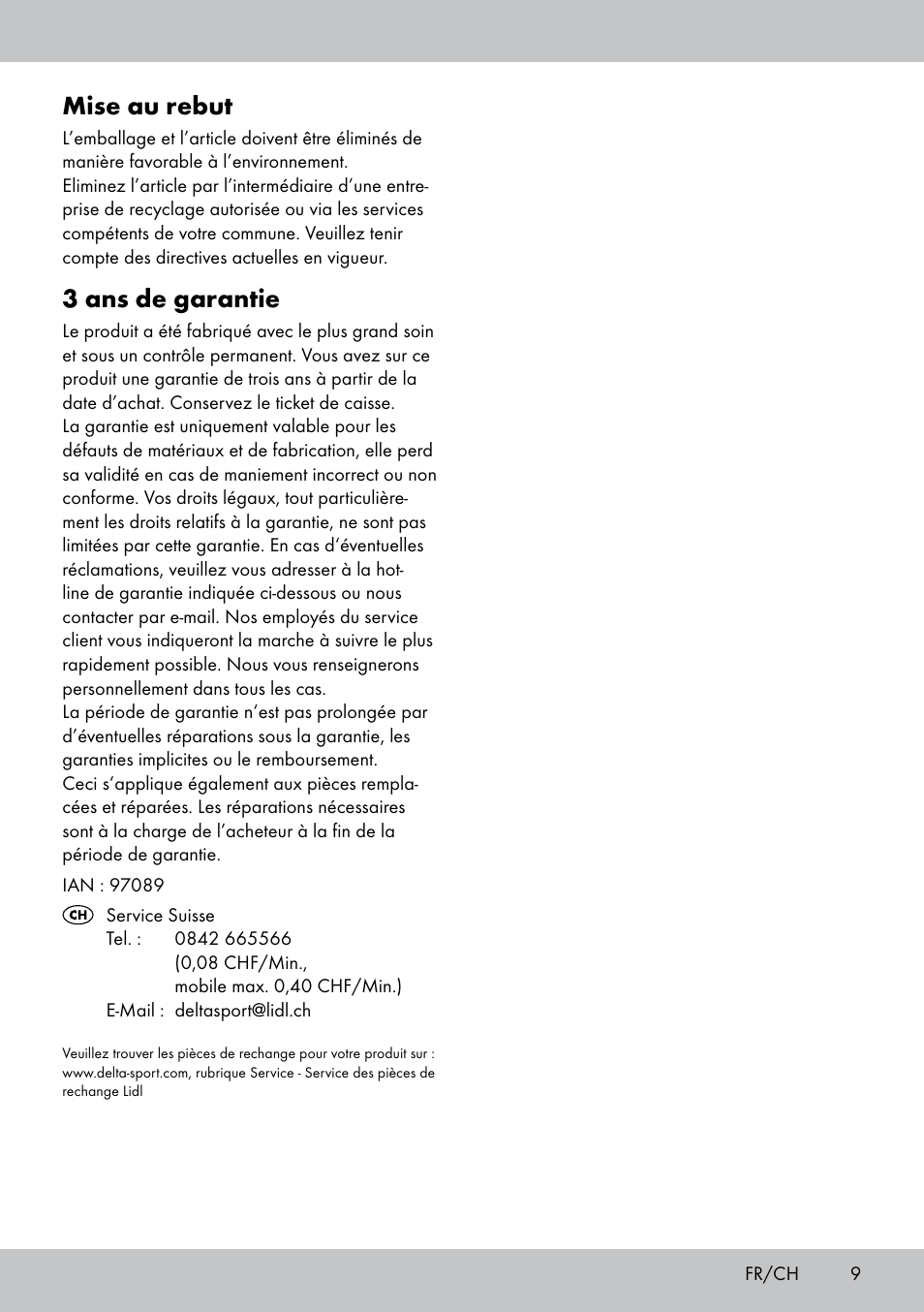 Mise au rebut, 3 ans de garantie | Florabest GT-1719 User Manual | Page 9 / 16