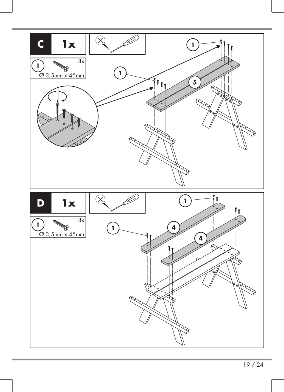 Florabest Kids' Picnic Table User Manual | Page 19 / 24