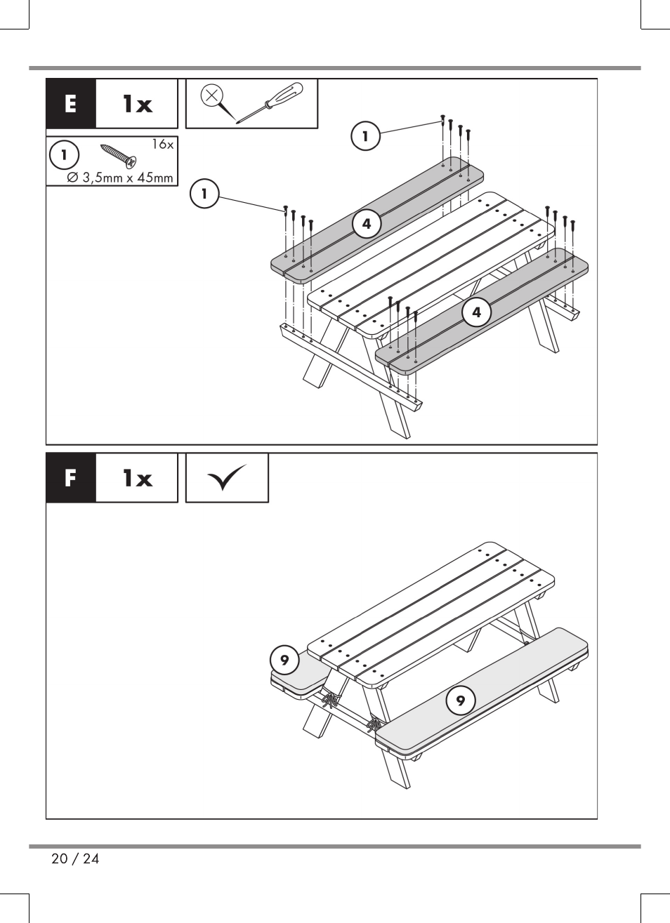Florabest Kids' Picnic Table User Manual | Page 20 / 24