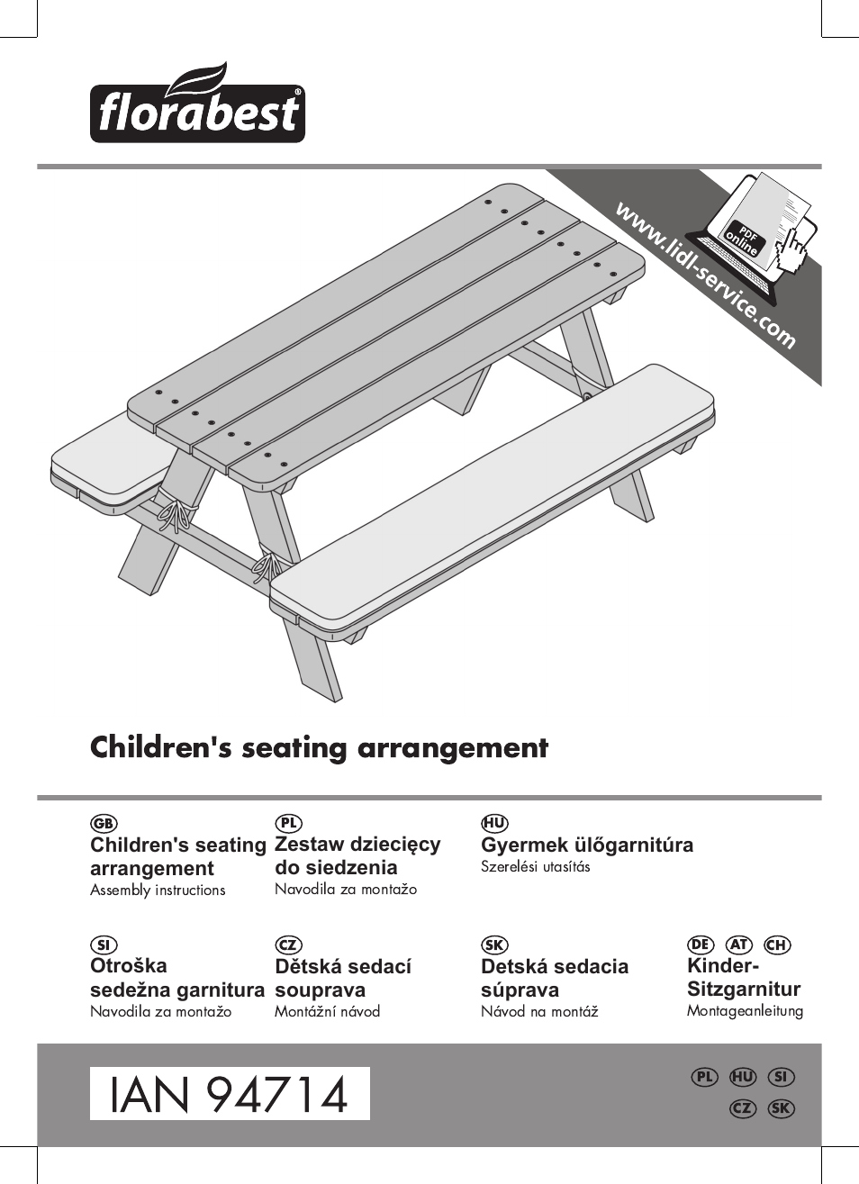 Florabest Kids' Picnic Table User Manual | 20 pages