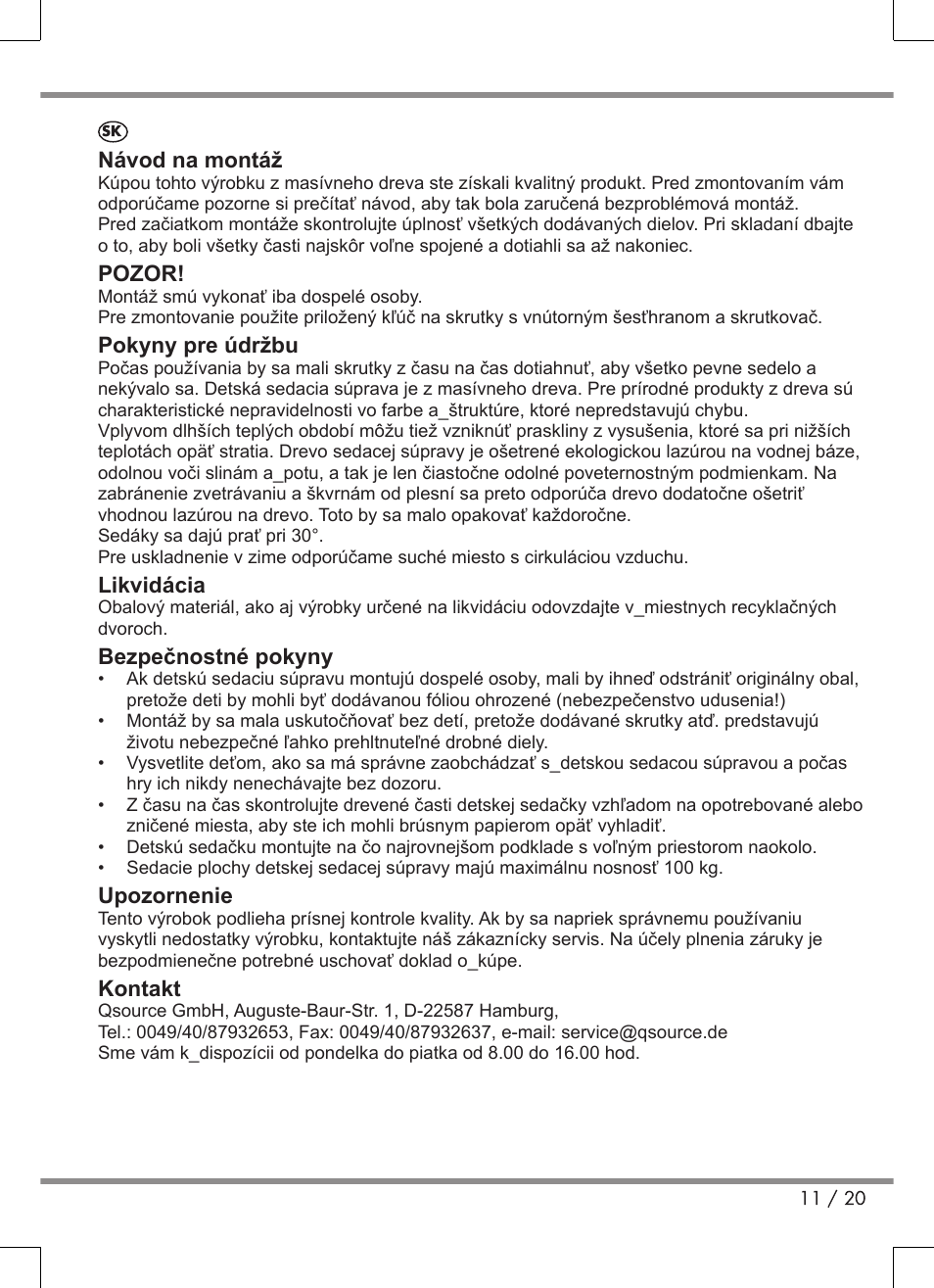 Florabest Kids' Picnic Table User Manual | Page 11 / 20