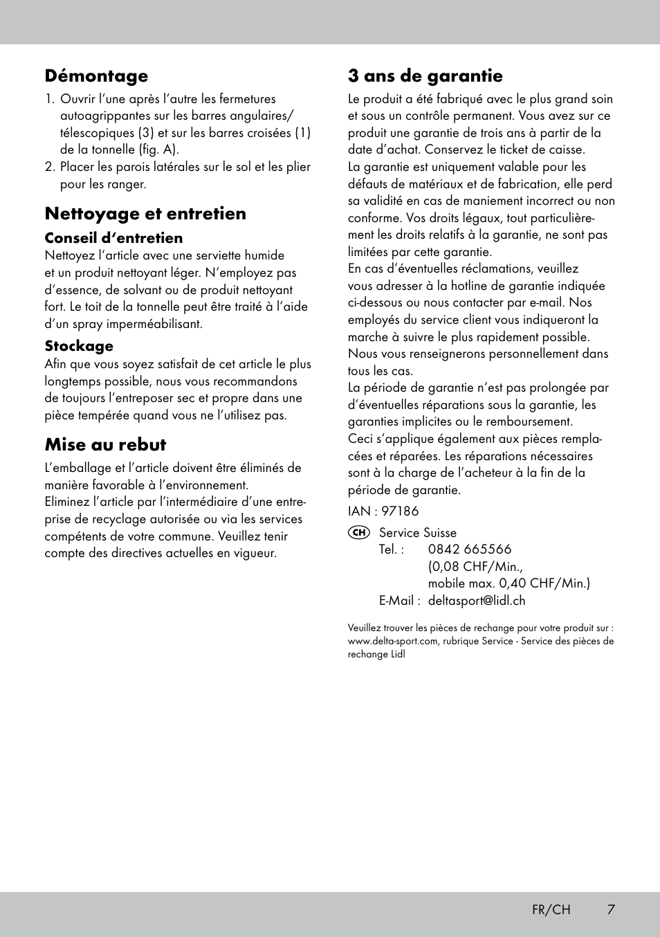 3 ans de garantie, Démontage, Nettoyage et entretien | Mise au rebut | Florabest SP-1799 User Manual | Page 7 / 16