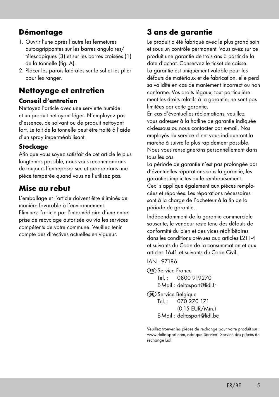 3 ans de garantie, Démontage, Nettoyage et entretien | Mise au rebut | Florabest SP-1799 User Manual | Page 5 / 12