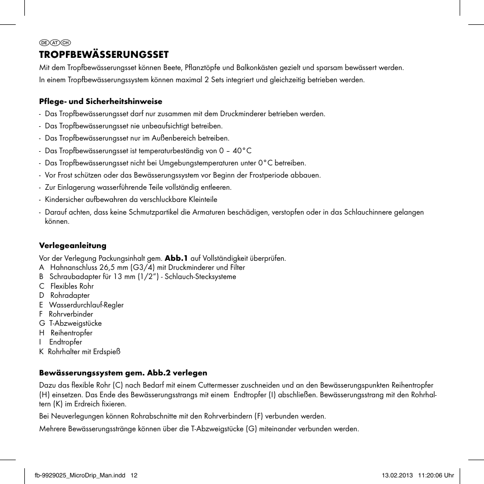 Tropfbewässerungsset | Florabest Drip Irrigation Set User Manual | Page 12 / 16