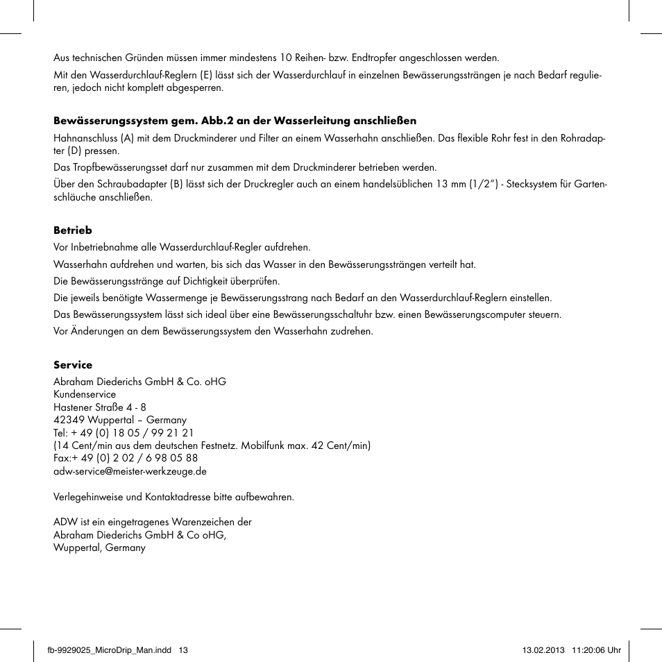 Florabest Drip Irrigation Set User Manual | Page 13 / 16