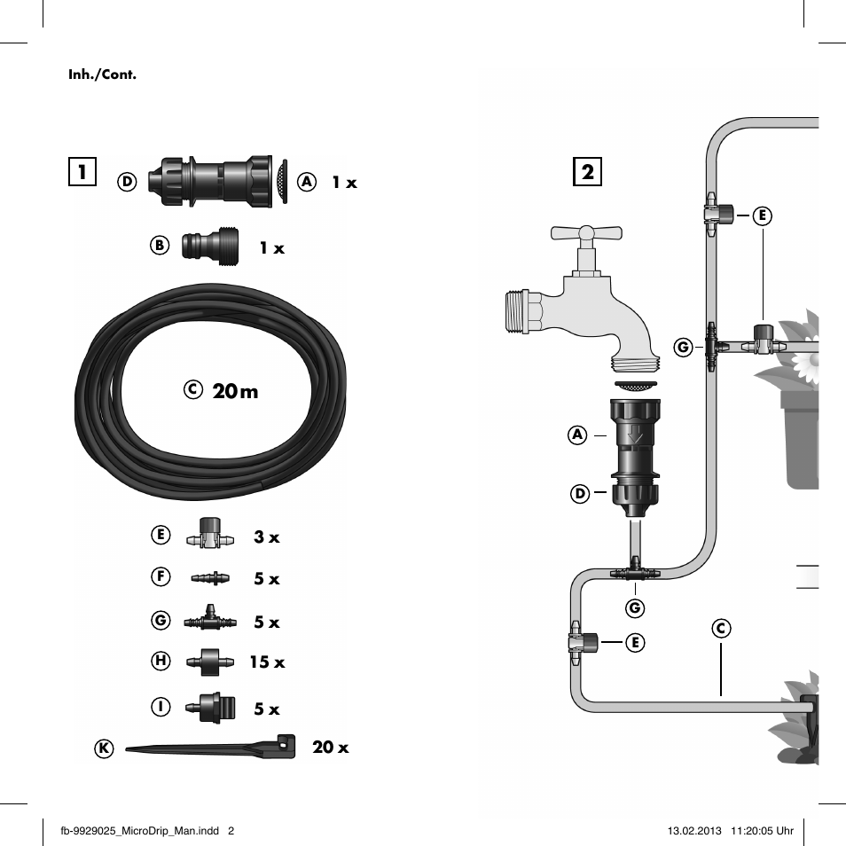 20 m | Florabest Drip Irrigation Set User Manual | Page 2 / 16