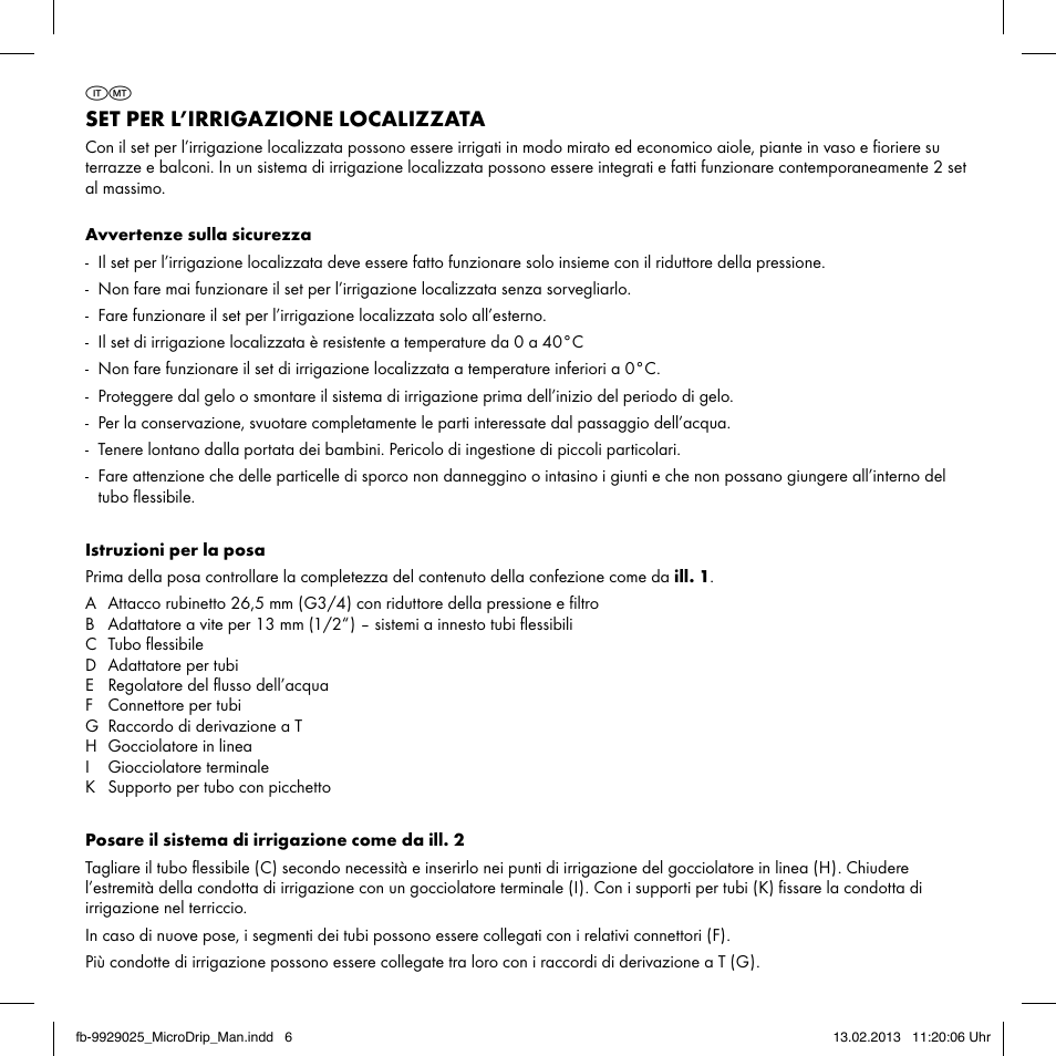 Set per l’irrigazione localizzata | Florabest Drip Irrigation Set User Manual | Page 6 / 16