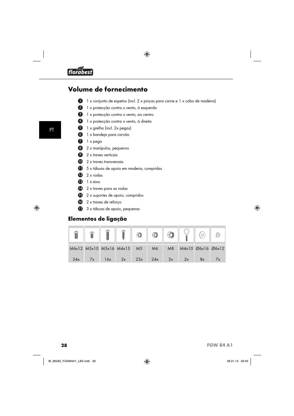 Volume de fornecimento, Elementos de ligação | Florabest FGW 84 A1 User Manual | Page 31 / 64