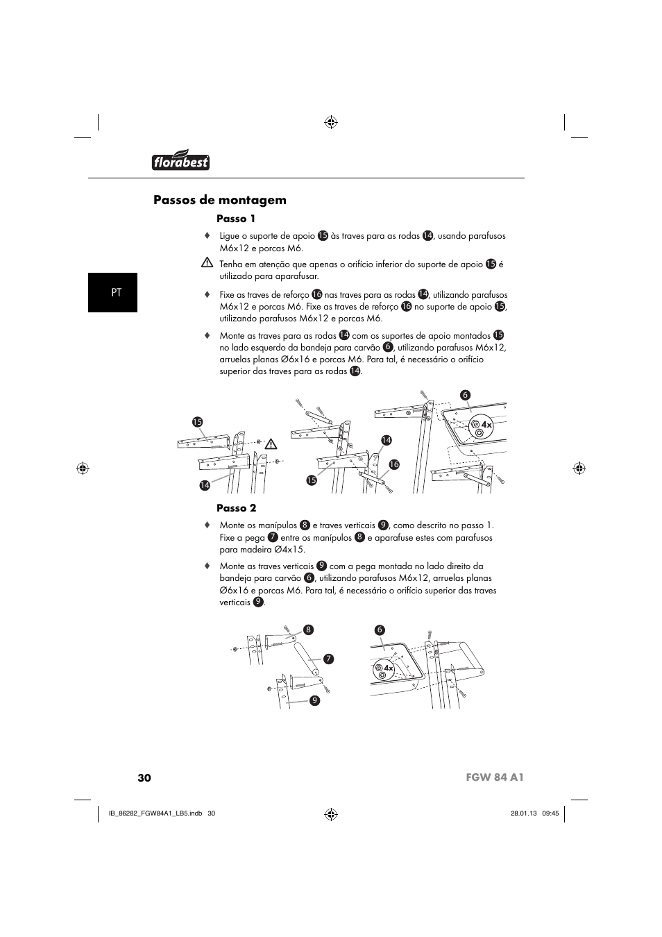 Passos de montagem | Florabest FGW 84 A1 User Manual | Page 33 / 64