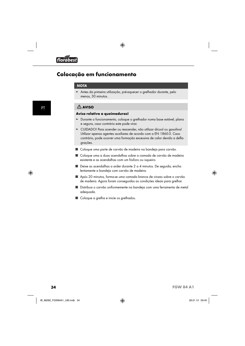 Colocação em funcionamento | Florabest FGW 84 A1 User Manual | Page 37 / 64