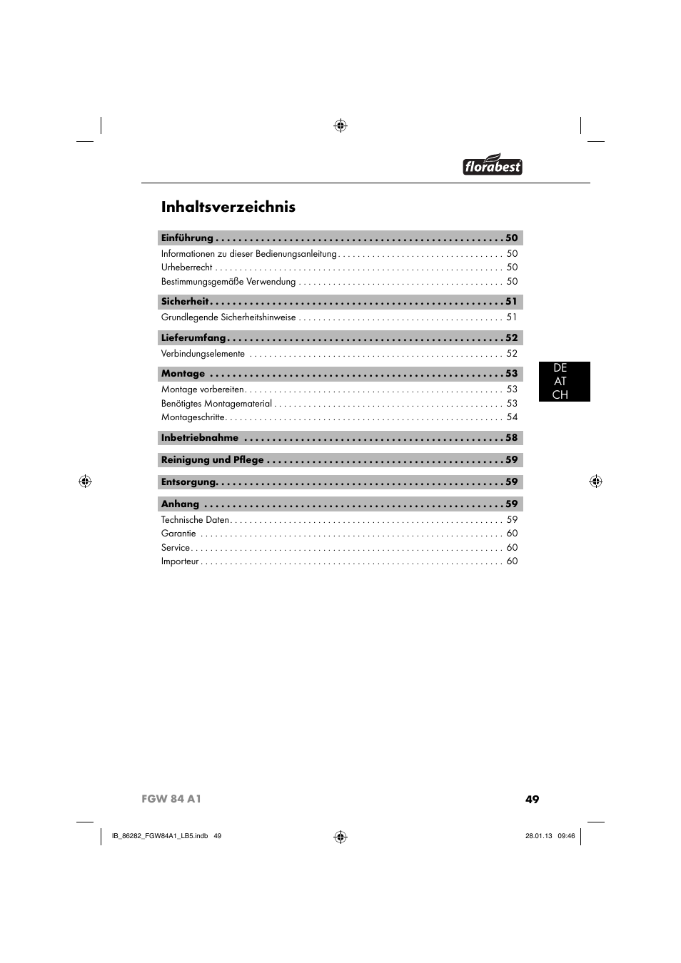 Florabest FGW 84 A1 User Manual | Page 52 / 64