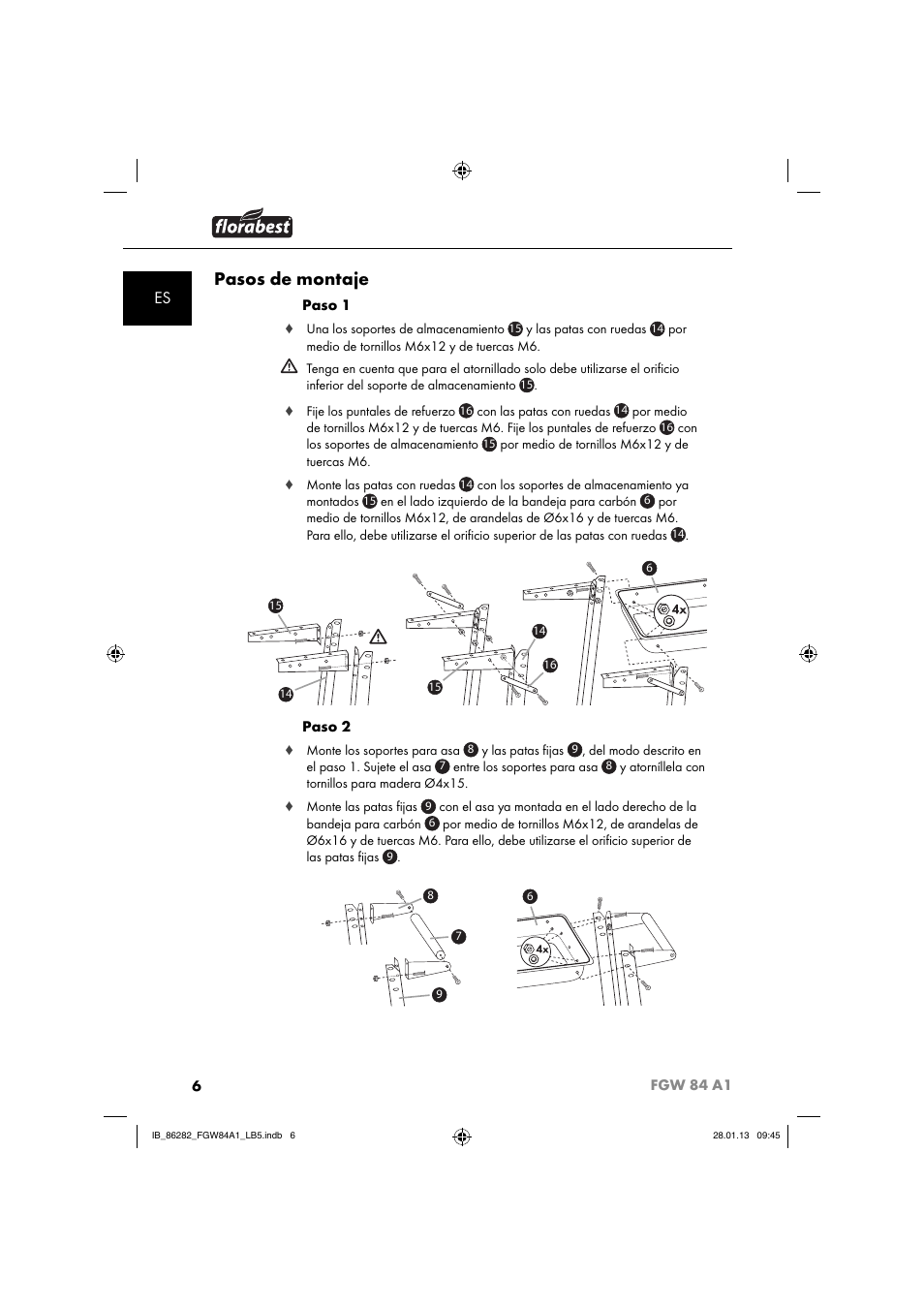 Pasos de montaje | Florabest FGW 84 A1 User Manual | Page 9 / 64