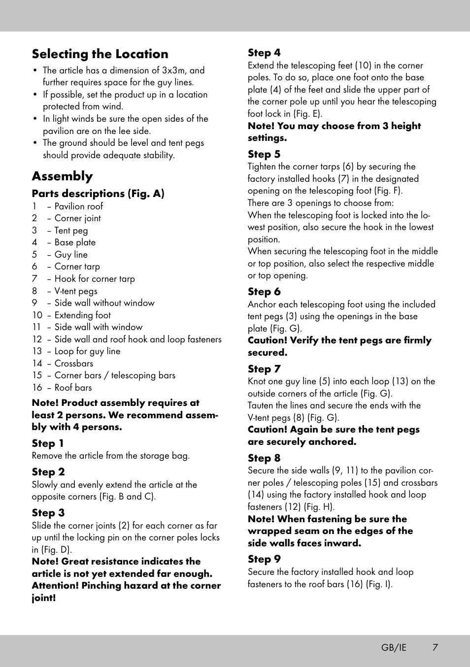 Selecting the location, Assembly | Florabest PA-1576 User Manual | Page 7 / 28
