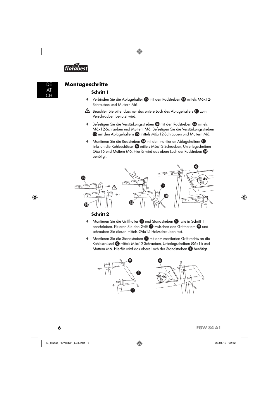 Montageschritte, De at ch | Florabest FGW 84 A1 User Manual | Page 9 / 52