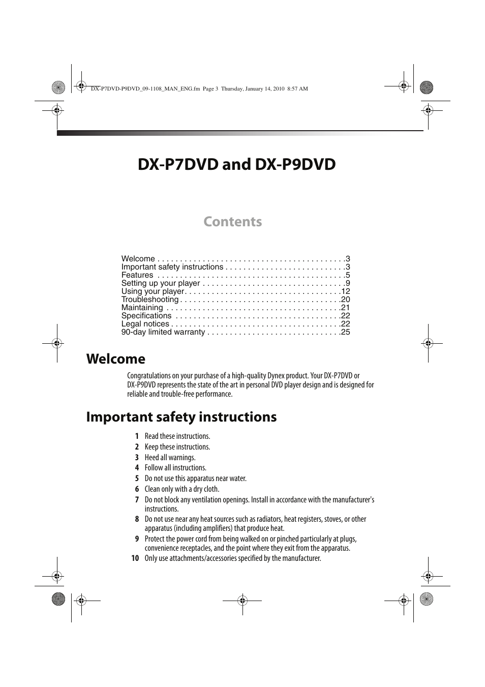 Dynex DX-P7DVD User Manual | Page 3 / 28