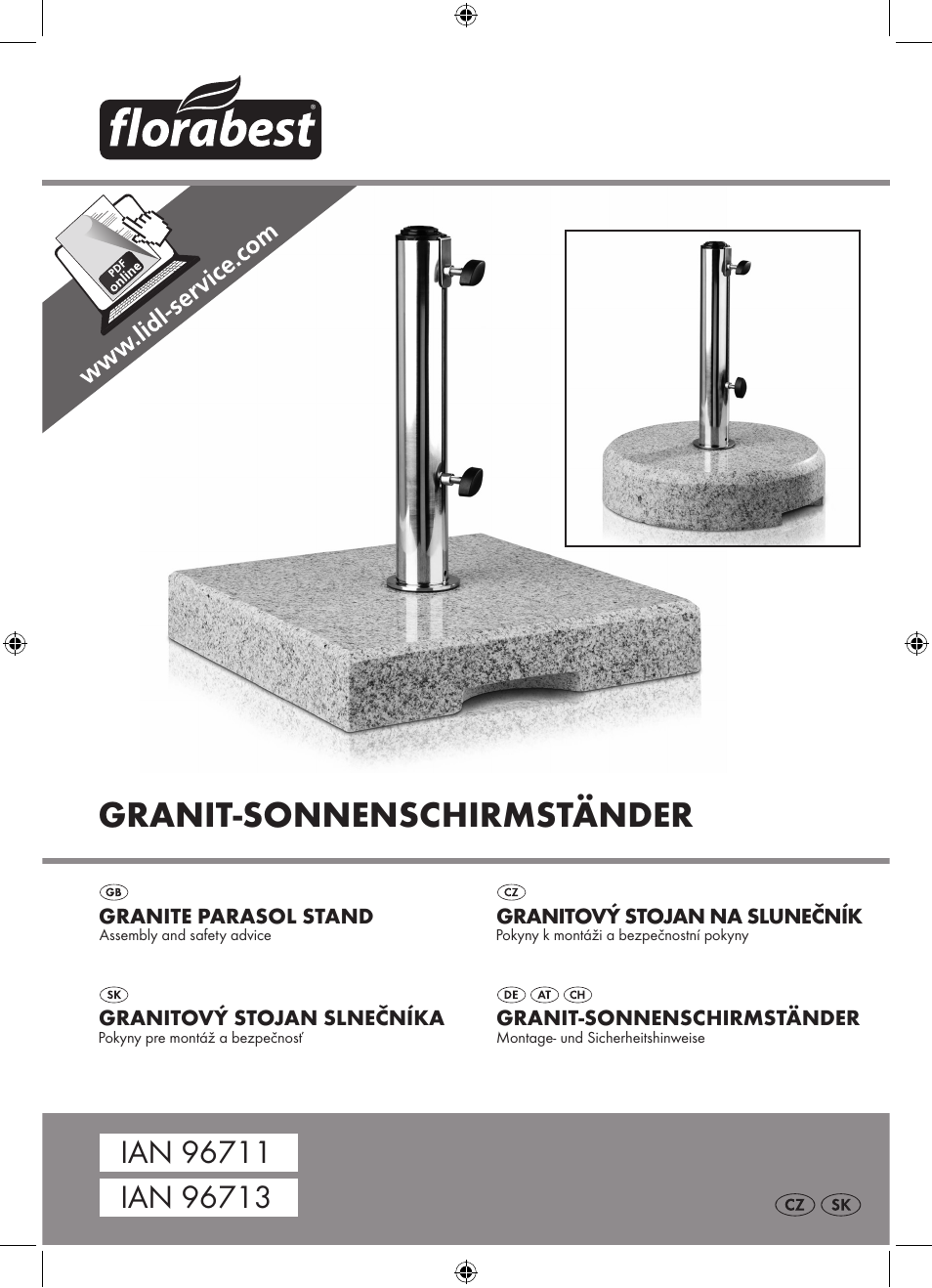 Florabest Granite Parasol Stand User Manual | 13 pages