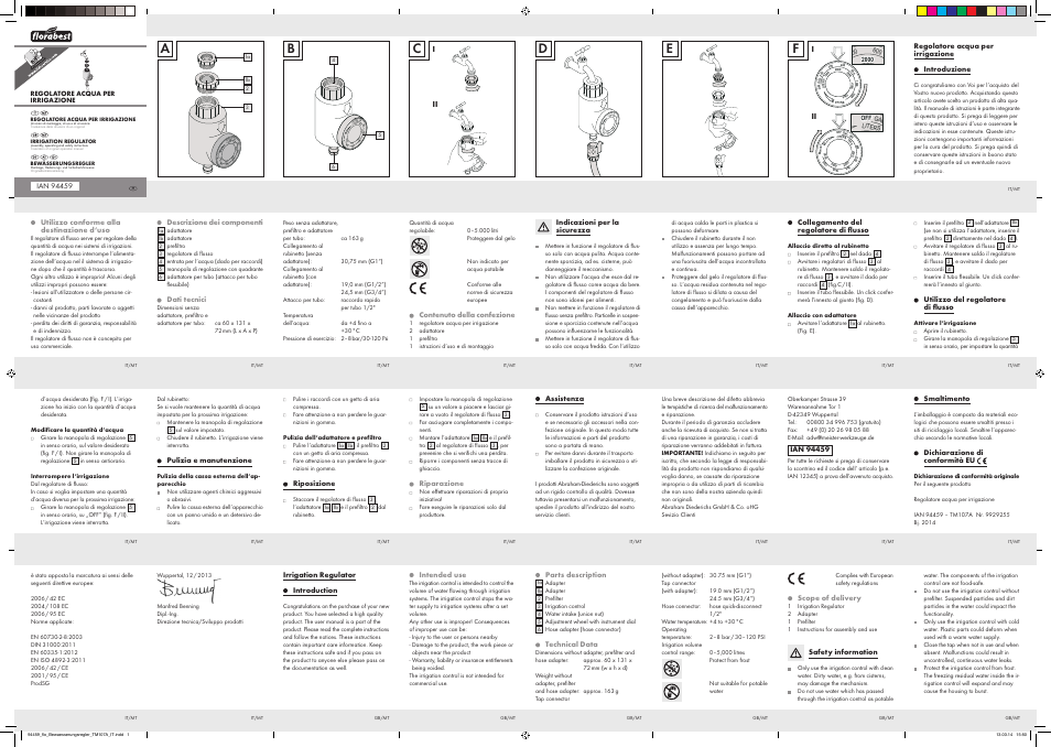 Florabest Irrigation Timer User Manual | 2 pages