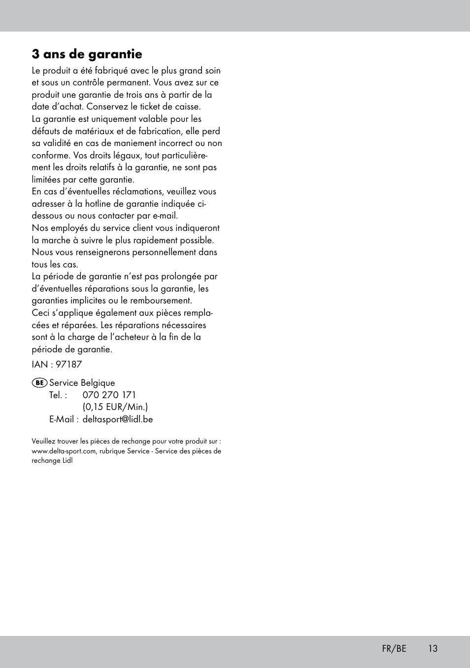 3 ans de garantie | Florabest PS-1801 User Manual | Page 13 / 20