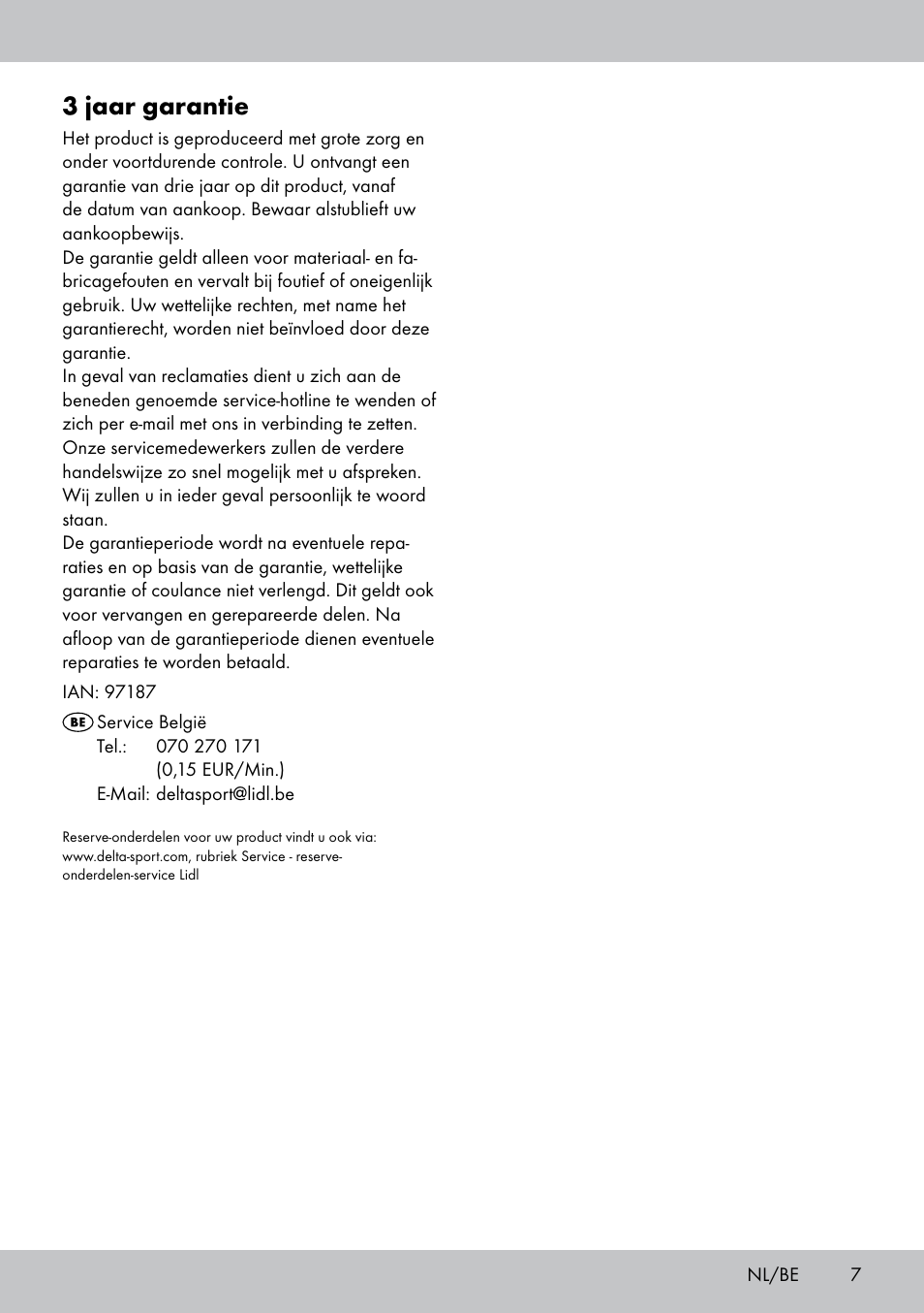 3 jaar garantie | Florabest PS-1801 User Manual | Page 7 / 12
