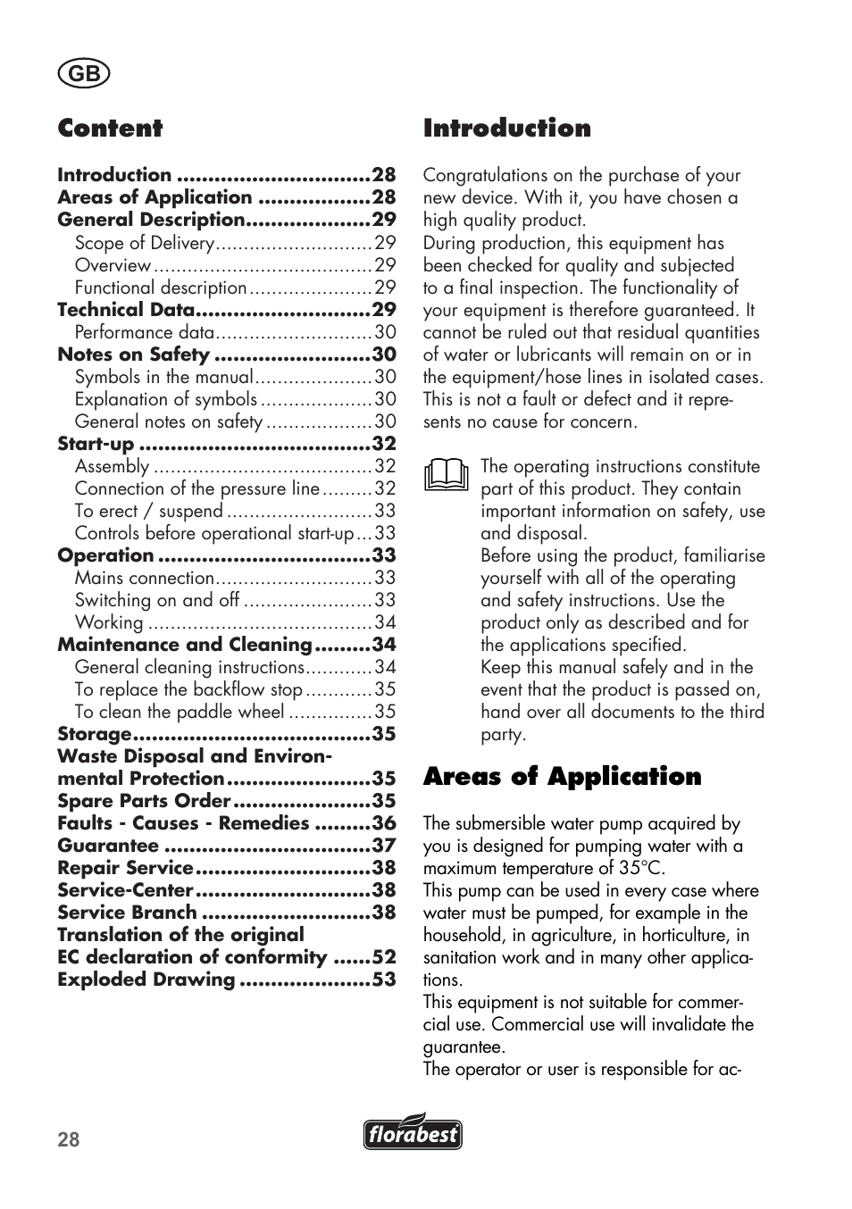 Introduction, Areas of application, Content | Florabest FTP 400 B2 User Manual | Page 28 / 54