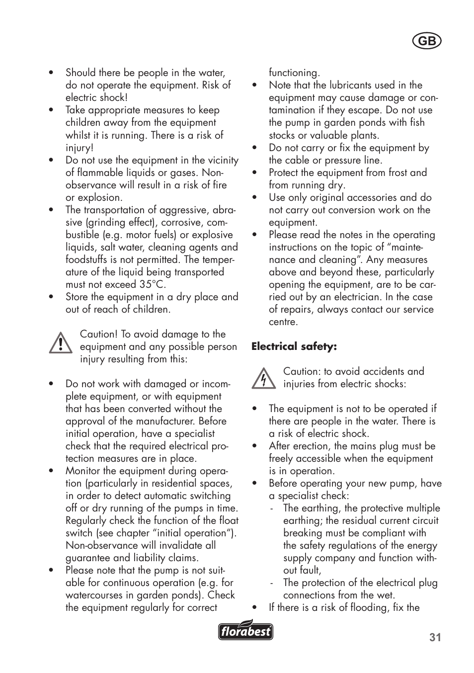 Florabest FTP 400 B2 User Manual | Page 31 / 54