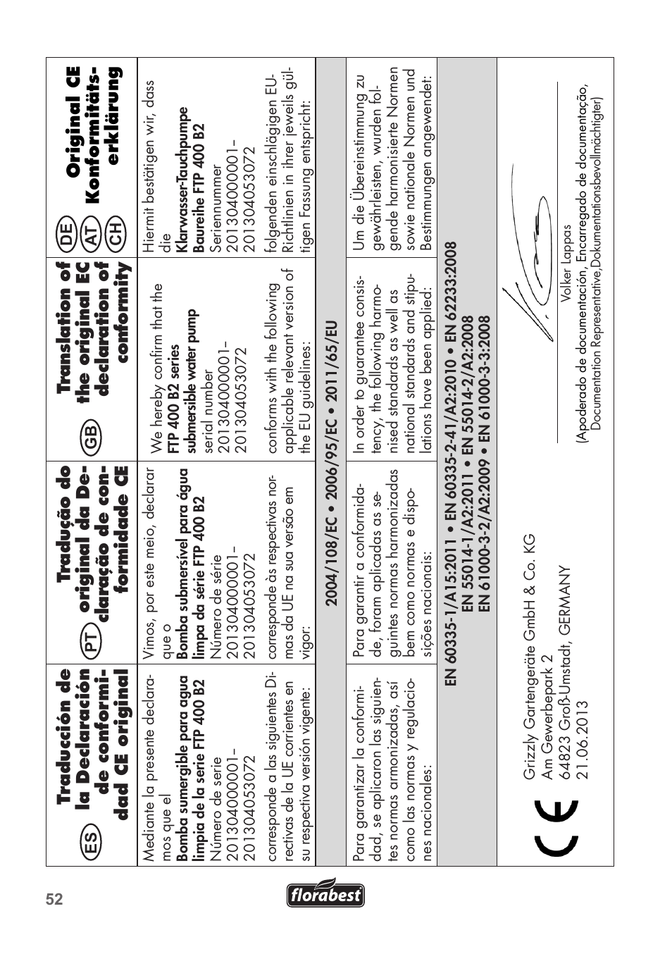 Florabest FTP 400 B2 User Manual | Page 52 / 54