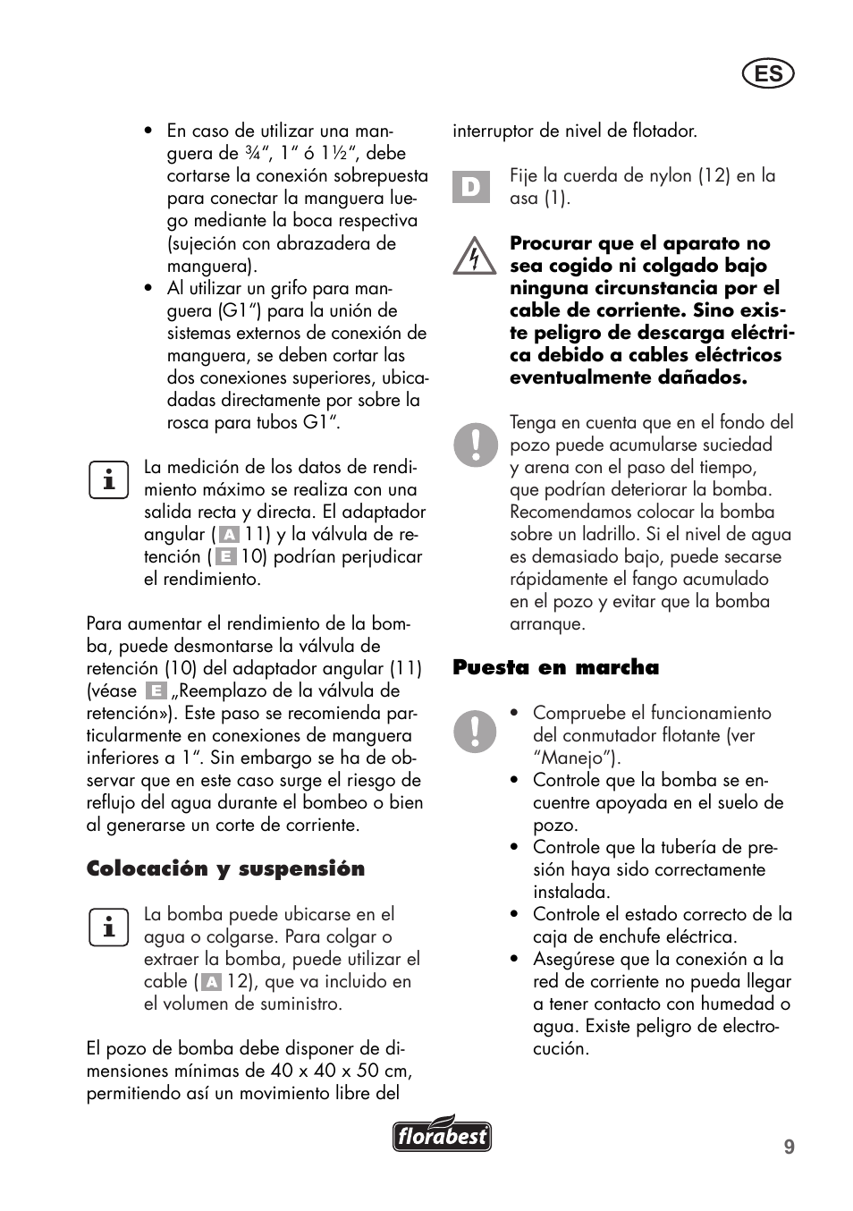Florabest FTP 400 B2 User Manual | Page 9 / 54