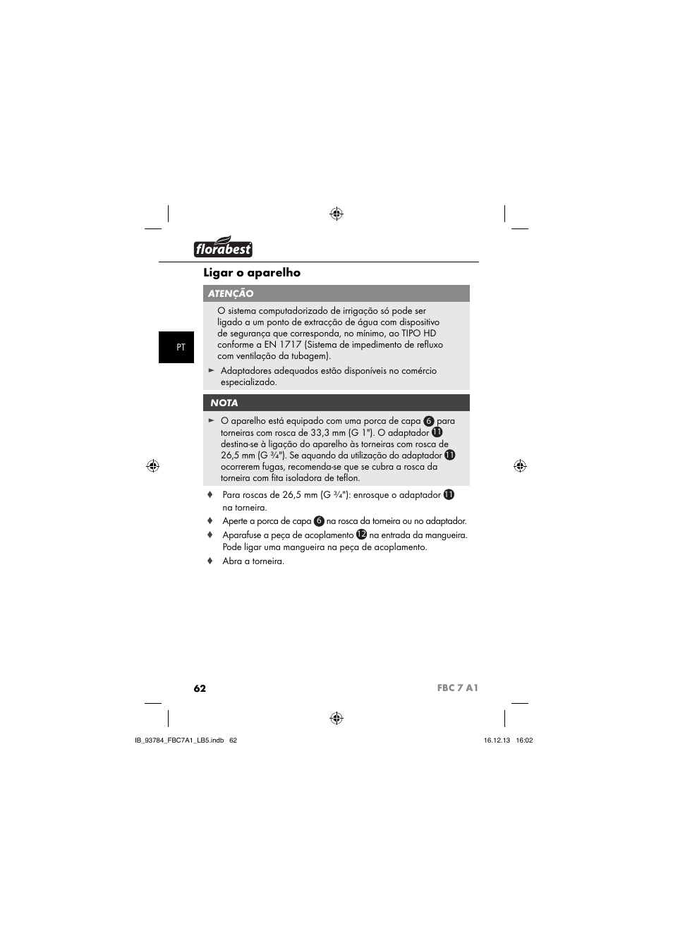 Ligar o aparelho | Florabest FBC 7 A1 User Manual | Page 65 / 133