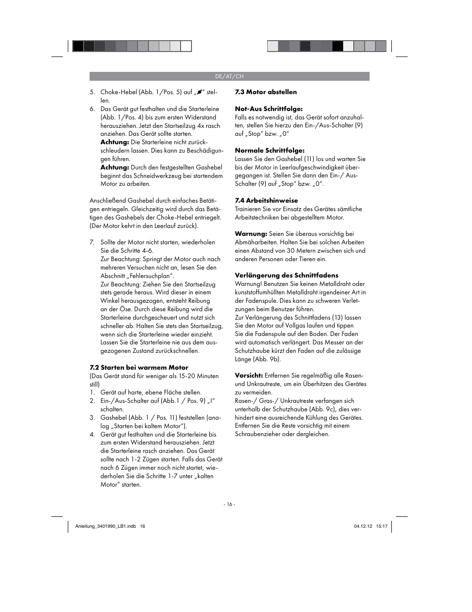 Florabest FBS 43 A1 User Manual | Page 16 / 90