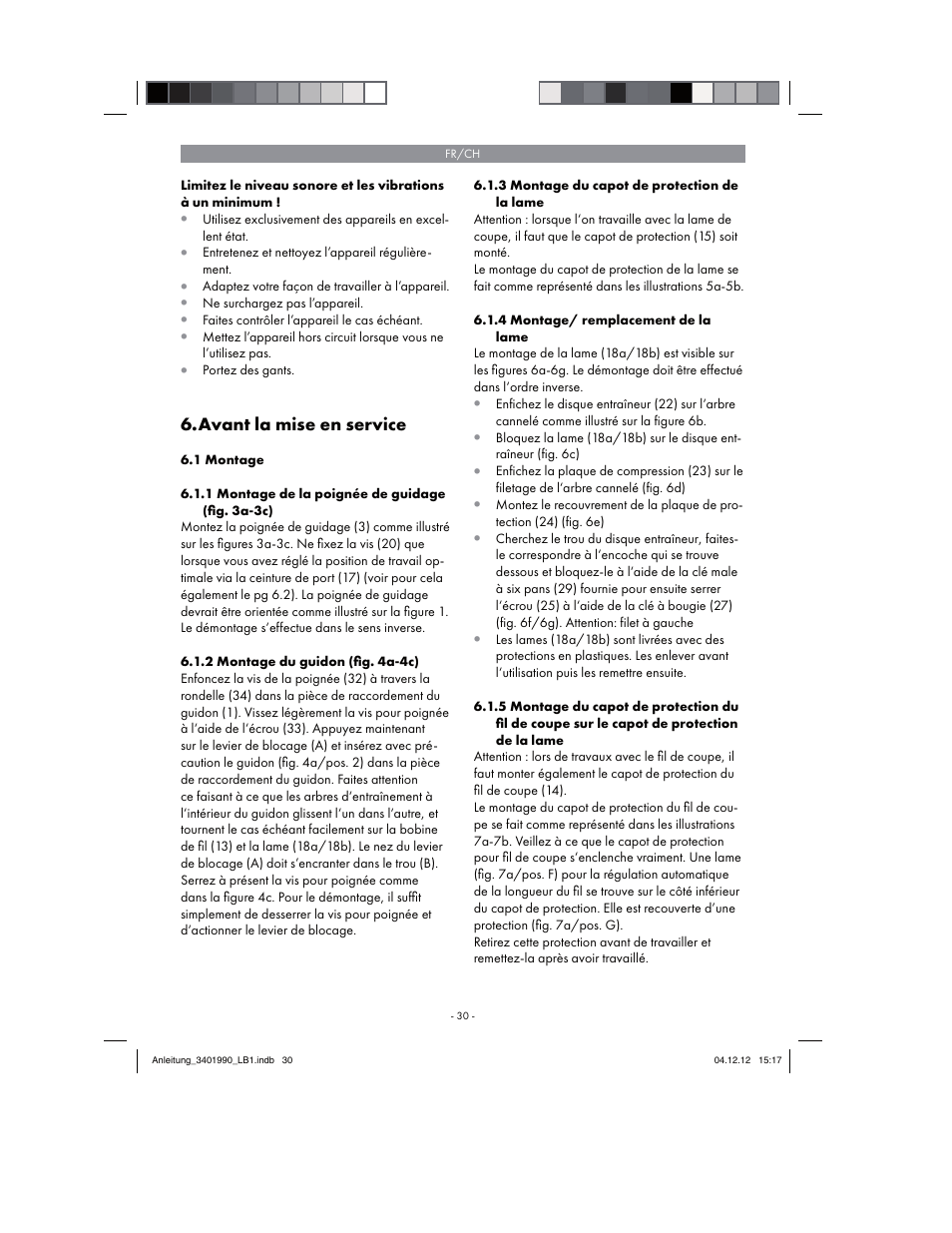 Avant la mise en service | Florabest FBS 43 A1 User Manual | Page 30 / 90