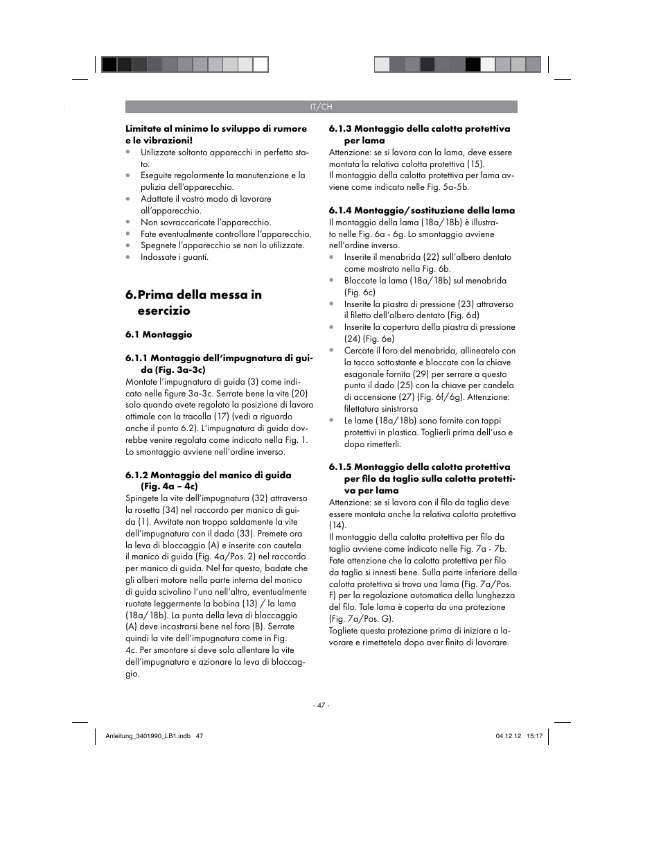 Prima della messa in esercizio | Florabest FBS 43 A1 User Manual | Page 47 / 90