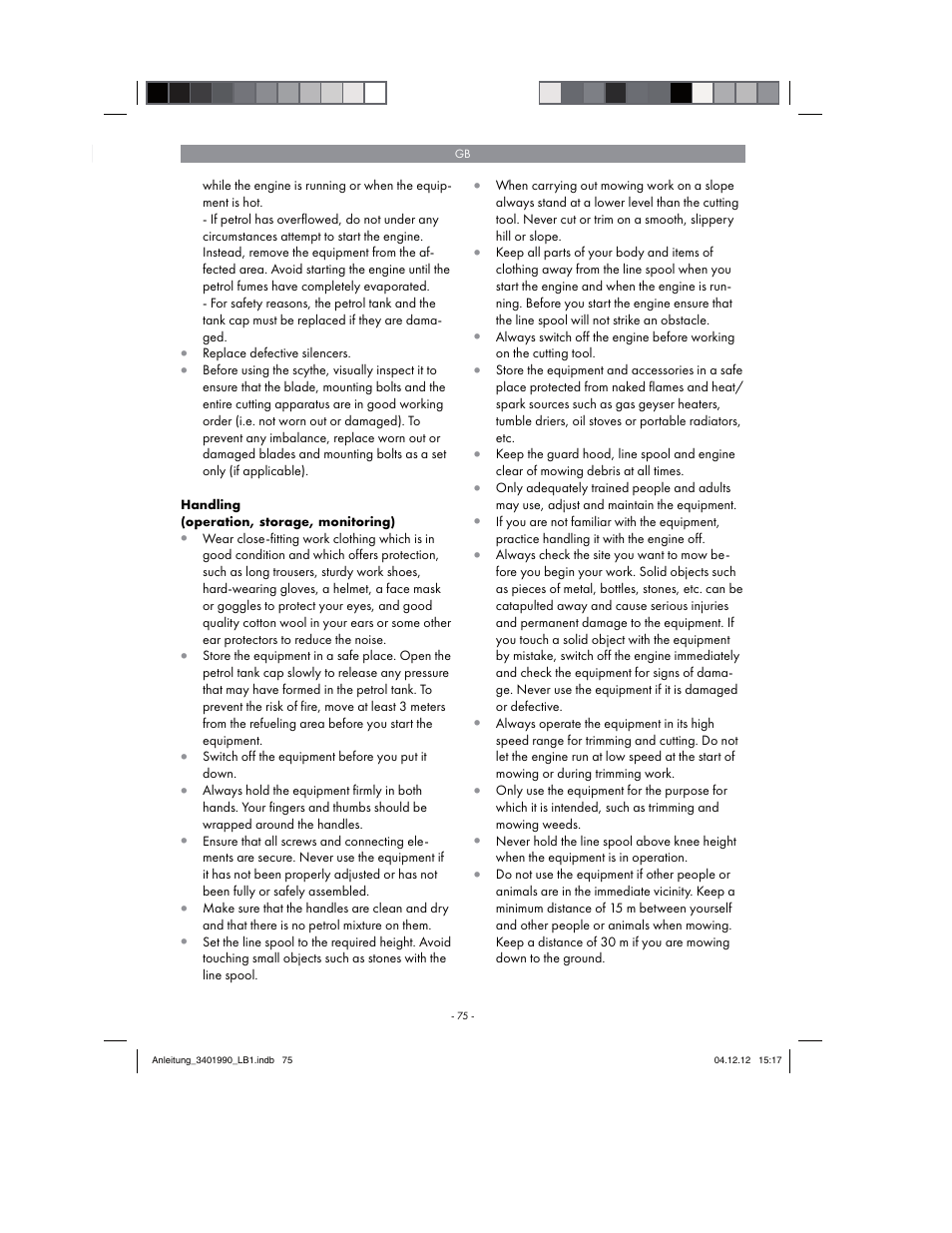 Florabest FBS 43 A1 User Manual | Page 75 / 90