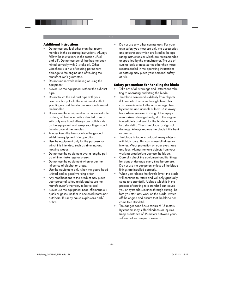 Florabest FBS 43 A1 User Manual | Page 76 / 90