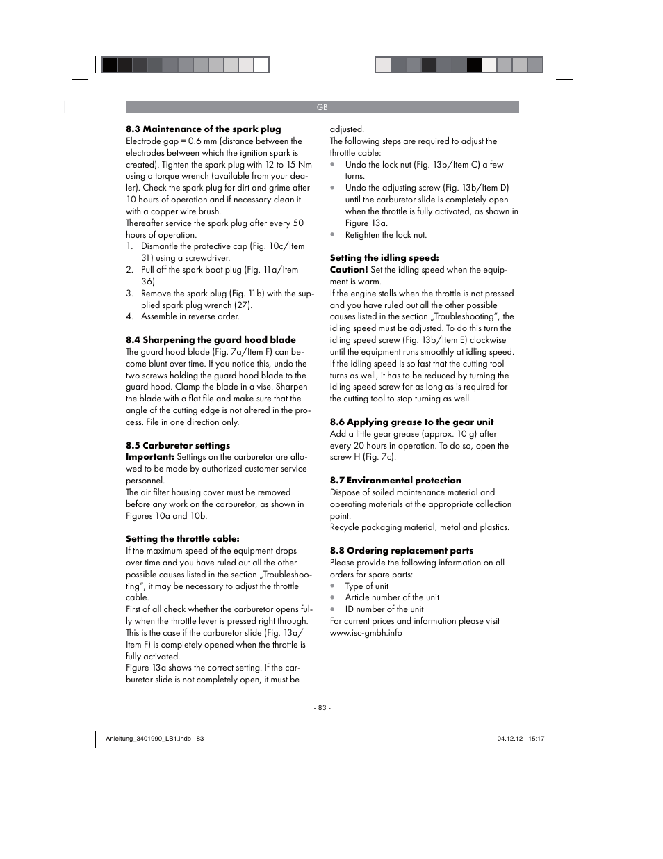 Florabest FBS 43 A1 User Manual | Page 83 / 90