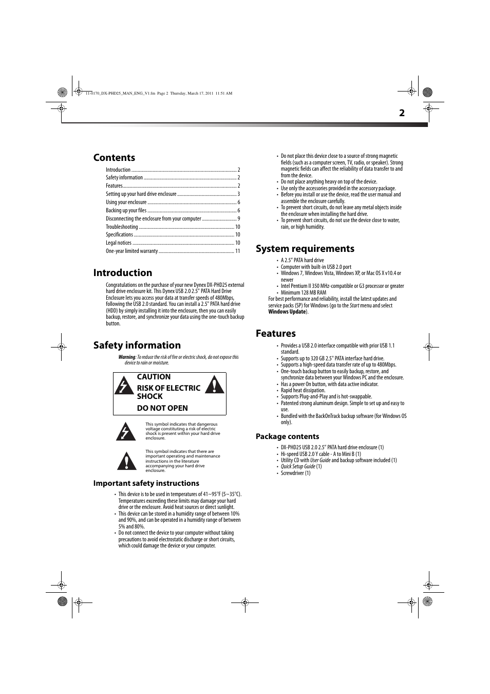 Dynex DX-PHD25 User Manual | Page 2 / 12