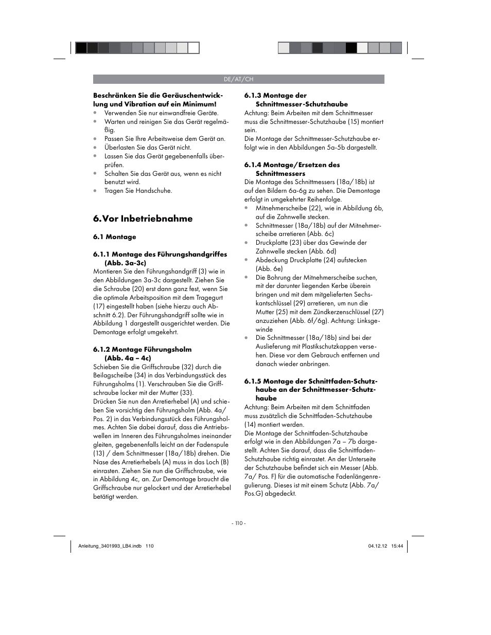 Vor inbetriebnahme | Florabest FBS 43 A1 User Manual | Page 110 / 122