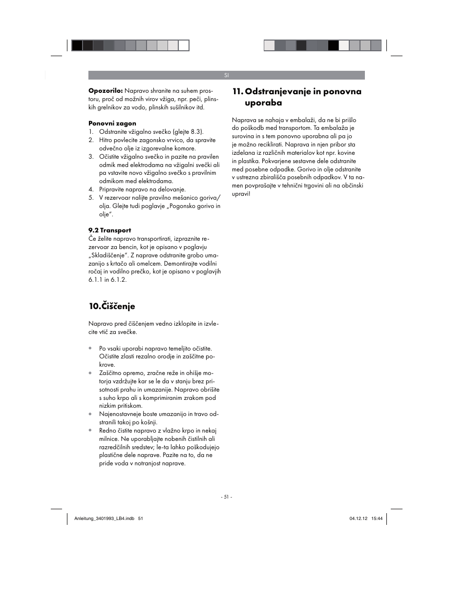 Čiščenje, Odstranjevanje in ponovna uporaba | Florabest FBS 43 A1 User Manual | Page 51 / 122