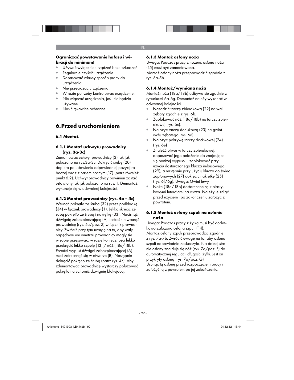 Przed uruchomieniem | Florabest FBS 43 A1 User Manual | Page 92 / 122