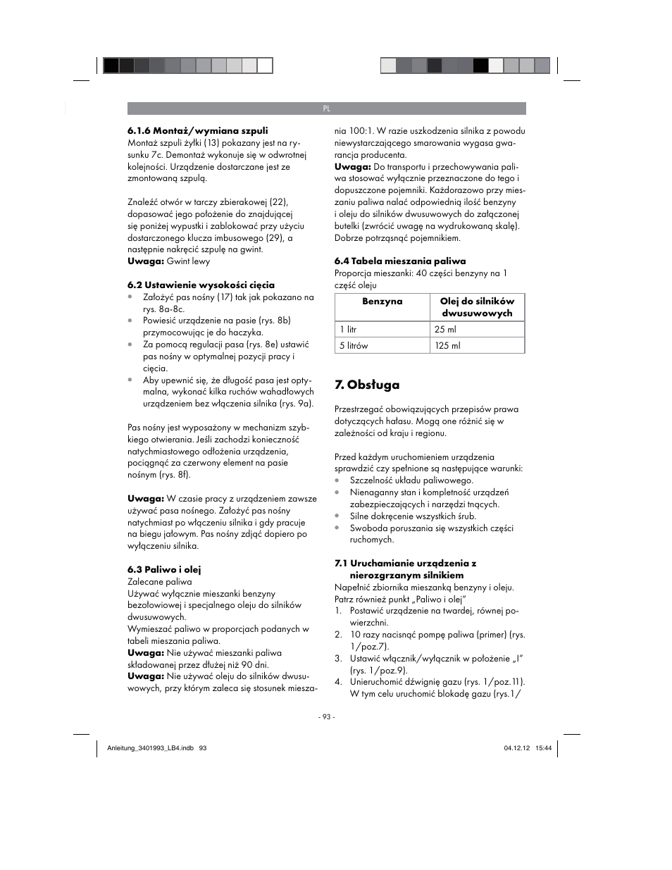 Obsługa | Florabest FBS 43 A1 User Manual | Page 93 / 122