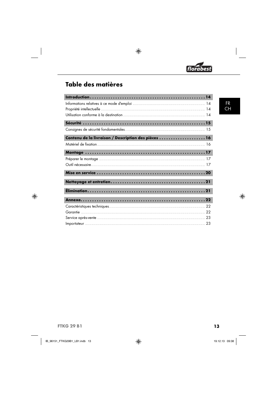 Florabest FTKG 29 B1 User Manual | Page 16 / 64