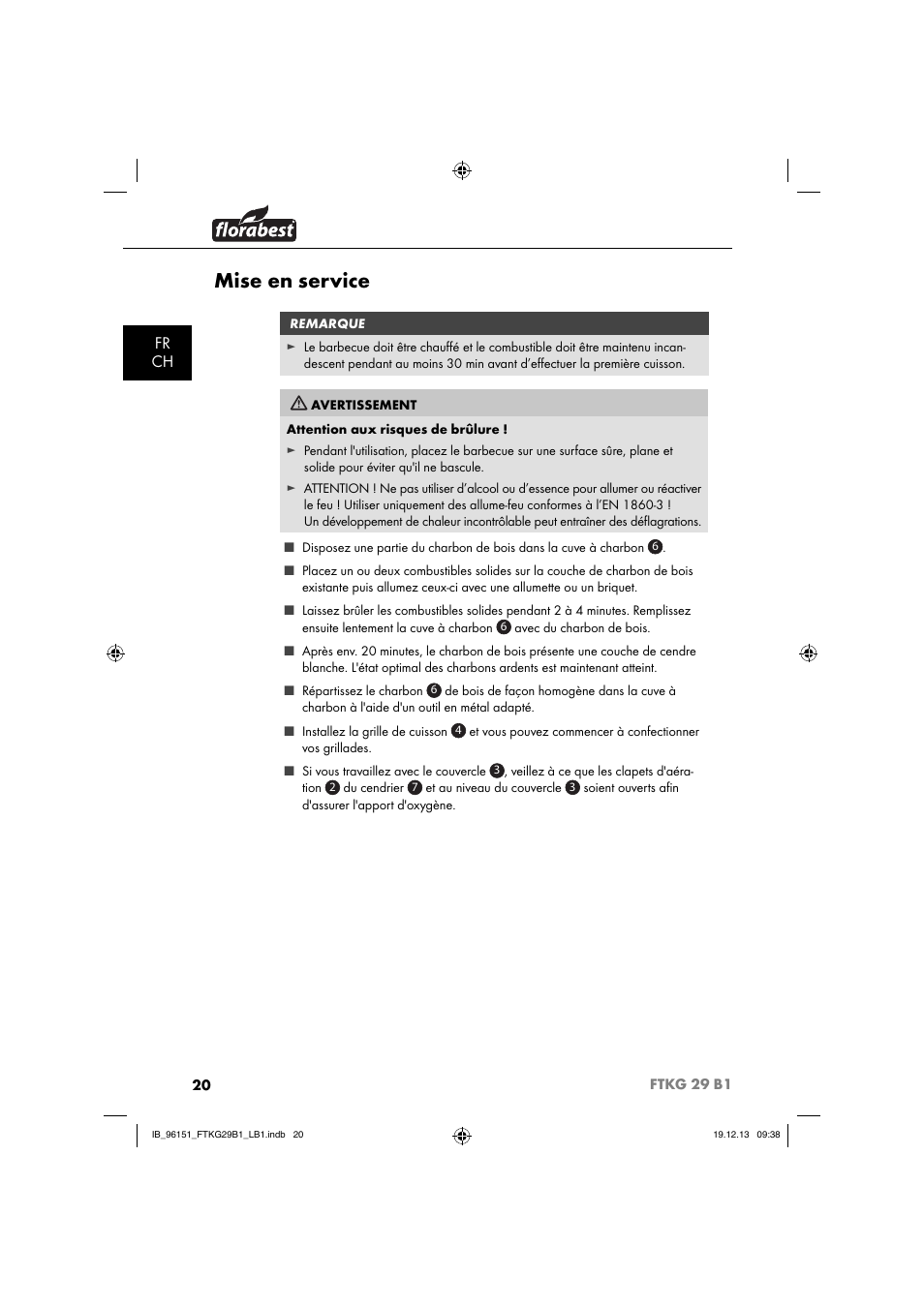 Mise en service, Fr ch | Florabest FTKG 29 B1 User Manual | Page 23 / 64